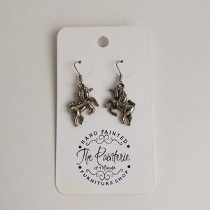 Unicorn Fantasy Charm Earrings Sterling Silver Hook Drop Dangle Whimsical Gift